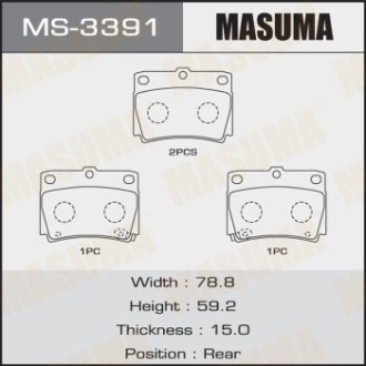 Колодки тормозные задн Mitsubishi Pajero Sport (09-) MASUMA MS3391 (фото 1)