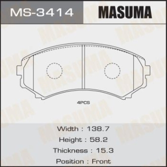 Колодки гальмівні передні Mitsubishi Pajero (00-) MASUMA MS3414