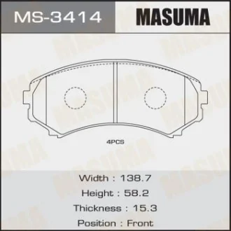 Колодки тормозные передн Mitsubishi Pajero (00-) MASUMA MS3414