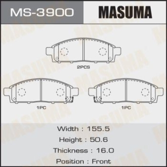 Колодки гальмівні передні Mitsubishi L200 (07-), Pajero Sport (09-15) MASUMA MS3900