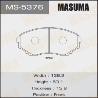 Колодки тормозные передн Mazda CX-7 (06-11), CX-9 (09-12) MASUMA MS5376 (фото 1)