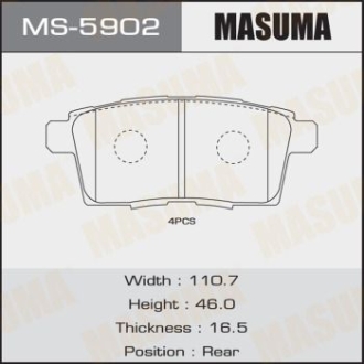 Колодки тормозные задн Mazda CX-7 (06-11), CX-9 (08-12) MASUMA MS5902 (фото 1)
