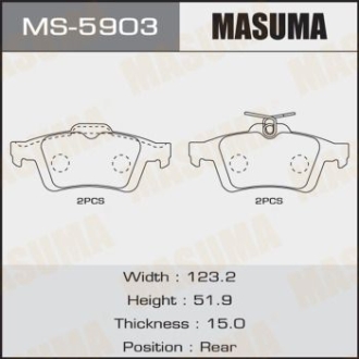 Колодки тормозные задн Ford Focus (04-)/ Mazda 3 (03-), 5 (05-15) MASUMA MS5903 (фото 1)