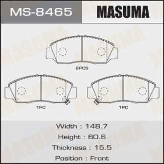Колодки гальмівні передні Honda Accord (02-05), Civic (06-11), FR-V (05-09) MASUMA MS8465 (фото 1)