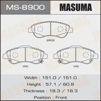 Колодки тормозные передн Honda CR-V (07-16) MASUMA MS8900