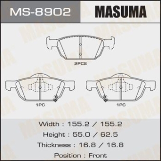 Колодки гальмівні передні Honda Accord, Civic (08-) MASUMA MS8902 (фото 1)