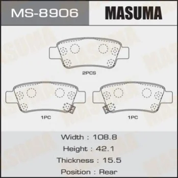 Колодки гальмівні задні Honda CR-V (07-12) MASUMA MS8906 (фото 1)