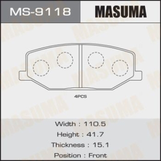 Колодки тормозные MASUMA MS9118
