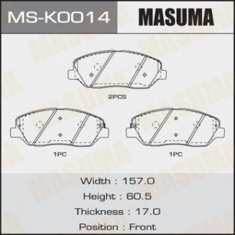 Колодки гальмівні передні SSANGYONG KORANDO, KIA SORENTO III (UM) 2.2 CRDi (15-20)/HYUNDAI SANTA_FE III MASUMA MSK0014