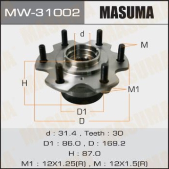 Ступиця колеса переднього у зборі з підшипником Mitsubishi Pajero (00-) MASUMA MW31002