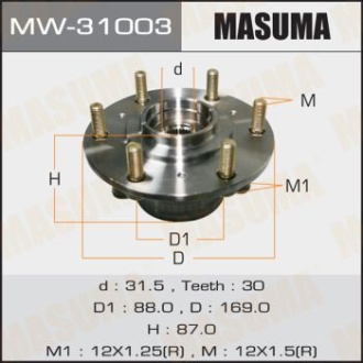 Ступиця колеса переднього у зборі з підшипником Mitsubishi L200 (07-), Pajero Sport (08-) MASUMA MW31003