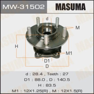 Ступица колеса заднего в сборе с подшипником Mitsubishi Outlander (06-12) 4WD (с ABS) MASUMA MW31502 (фото 1)