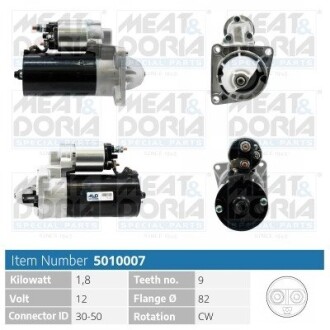 MEATDORIA FIAT Стартер DOBLO 1.9 01- MEAT&DORIA 5010007