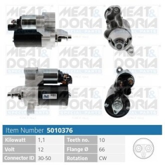 MEATDORIA AUDI Стартер A4 B8 (8K2) 1.8 TFSI 07-12, A5 (8T3) 2.0 TFSI 08-12 MEAT&DORIA 5010376