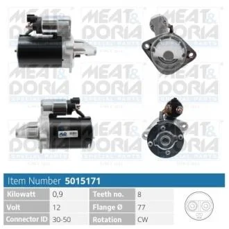 MEATDORIA HYUNDAI Стартер ELANTRA IV (HD) 1.6 CRDi 05-11, KIA CEED SW (ED) 1.6 07-12 MEAT&DORIA 5015171