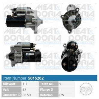 MEATDORIA CITROEN стартер 12V 1.1kW Berlingo,Jumper,Peugeot 306,405,Partner,Expert MEAT&DORIA 5015202