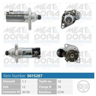 MEATDORIA VW стартер Passat,Caddy III,Golf VI,Passat,Touran,Skoda Octavia,Yeti 1.2/2.0TDI 03- MEAT&DORIA 5015287