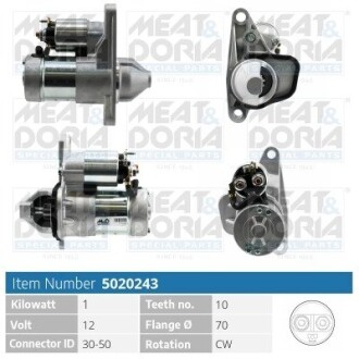 MEATDORIA NISSAN Стартер X-TRAIL II (T31) 2.0 4x4 07-13, RENAULT LAGUNA III (BT0/1) 2.0 16V Hi-Flex (BT1H, BT1G, BT1K) 07-15 MEAT&DORIA 5020243