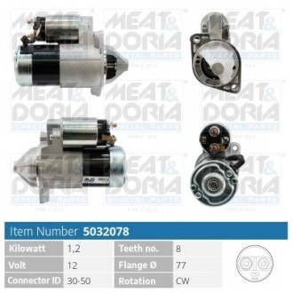 MEATDORIA MITSUBISHI Стартер GALANT VIII (EA_) 2.4 GDI 00-04, OUTLANDER I (CU_W) 2.0 4WD 03-06 MEAT&DORIA 5032078