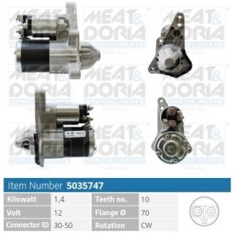 MEATDORIA NISSAN Стартер JUKE 1.6 10-19, NOTE 1.6 06-12, RENAULT, DACIA MEAT&DORIA 5035747