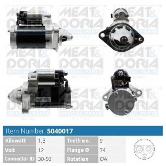 MEATDORIA TOYOTA Стартер AVENSIS Liftback 1.8 VVT-i 00-03 MEAT&DORIA 5040017