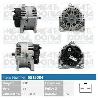 MEATDORIA RENAULT Генератор CLIO II 1.5 dCi 03-05, DACIA, NISSAN MEAT&DORIA 5515084