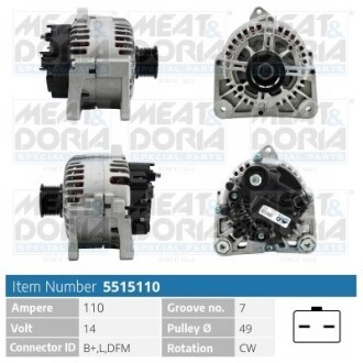 MEATDORIA RENAULT Генератор LAGUNA II (BG0/1_) 1.9 dCi (BG05) 04-05 MEAT&DORIA 5515110