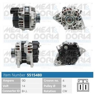 MEATDORIA HYUNDAI Генератор ACCENT II (LC) 1.5 00-05, GETZ (TB) 1.6 02-05, KIA RIO II (JB) 1.4 16V 05-11 MEAT&DORIA 5515480