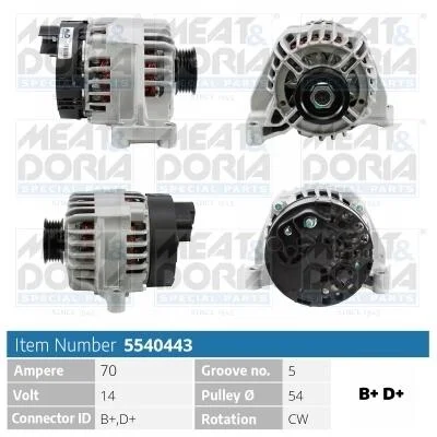 MEATDORIA Генератор FIAT IDEA 1.2 8V MEAT&DORIA 5540443 (фото 1)
