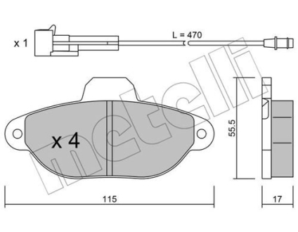 Комплект тормозных колодок из 4 шт. дисков Metelli 22-0159-0 (фото 1)