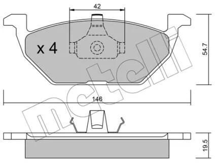 Колодки гальмівні (передні) Audi A3/Seat Toledo 96-04/Skoda Octavia 96-07/VW Golf 97-05/Polo 02- Metelli 22-0211-0
