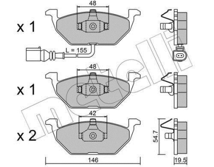 Комплект гальмівних колодок (дискових) Metelli 22-0211-2 (фото 1)