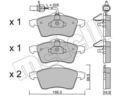 Комплект тормозных колодок (дисковых).) Metelli 22-0263-1