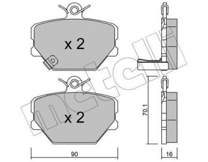 Комплект тормозных колодок (дисковых).) Metelli 22-0341-0