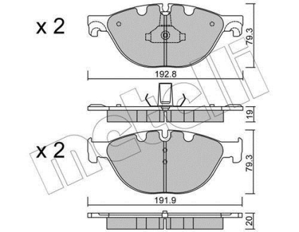 Комплект гальмівних колодок (дискових) Metelli 22-0830-0 (фото 1)