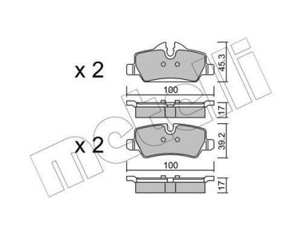 Комплект тормозных колодок (дисковых).) Metelli 22-1014-0