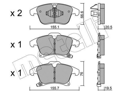 Комплект гальмівних колодок (дискових) Metelli 22-1039-0 (фото 1)
