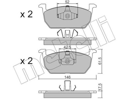 Комплект гальмівних колодок (дискових) Metelli 22-1214-0