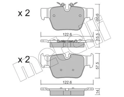 Колодки тормозные (задние) BMW 1 (F40) 19-/2 (F44) 19-/X2 (F39) 17-/Mini Clubman/Countryman 19- Metelli 22-1267-0