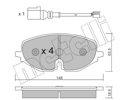 Колодки тормозные (передние) Audi A3/Skoda Octavia/Seat Leon/VW Golf VIII 19-/Caddy 20- (+датчики) Metelli 22-1280-0