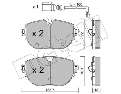 Комплект тормозных колодок (дисковых).) Metelli 22-1321-0