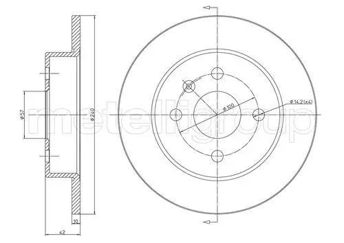 Диск тормозной (задний) Opel Astra G/H 98-/Meriva 99-10 (240x10) (с покрытием) (полный) Metelli 23-0488C (фото 1)