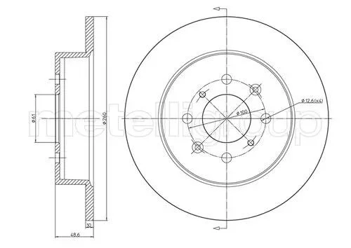 Диск тормозной (задний) Honda Civic 00-05 (260x10) Metelli 23-0579C (фото 1)