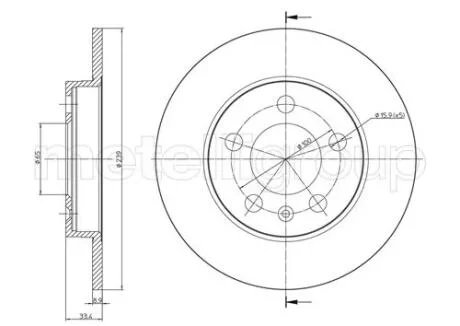 Диск тормозной (задний) Audi A3/TT 96-06/Skoda Octavia/VW Golf 98-06 (239x9) (с покр) (полный) Metelli 23-0742C