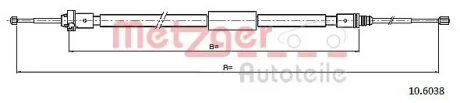 Трос ручного гальма METZGER 10.6038