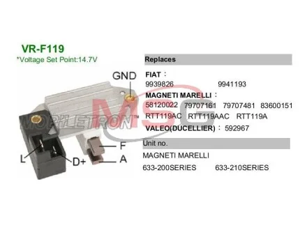 Регулятор напруги генератора MOBILETRON VRF119