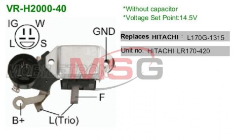 Регулятор напряжения генератора MOBILETRON VRH200040 (фото 1)