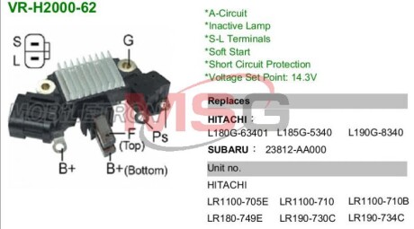 Регулятор генератора MOBILETRON VR-H2000-62