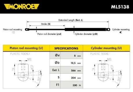 OPEL амортизатор багажника Astra G універсал MONROE ML5138