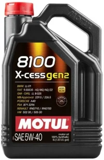 Олива моторна Motul 8100 X-cess Gen2 5W-40, 5л.368206GEN2 MOTUL 109776